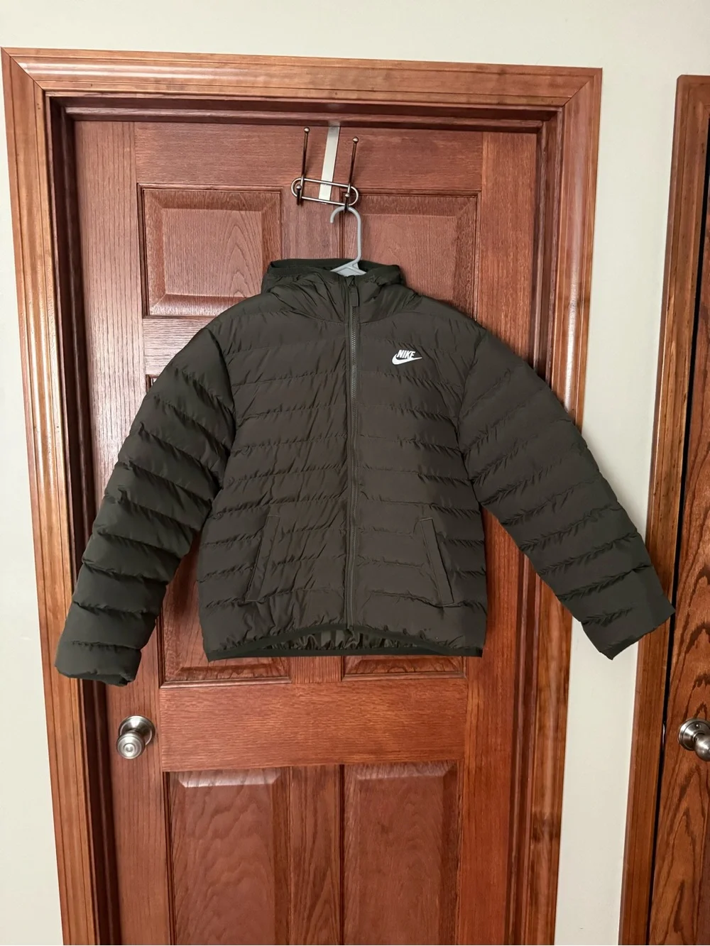 Nike Kids Hooded Puffer Jacket - Olive Green - Youth XL